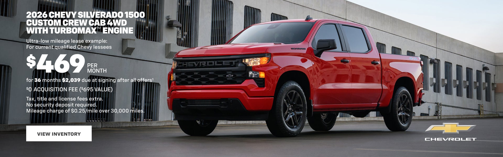 2026 Chevy Silverado 1500 Custom Crew Cab 4WD with TurboMax Engine.Ultra-low mileage lease exampl...